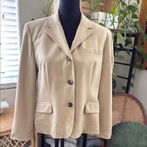 Lauren Ralph Lauren Tan Button Up Wool Blend Blazer Suit Jacket
